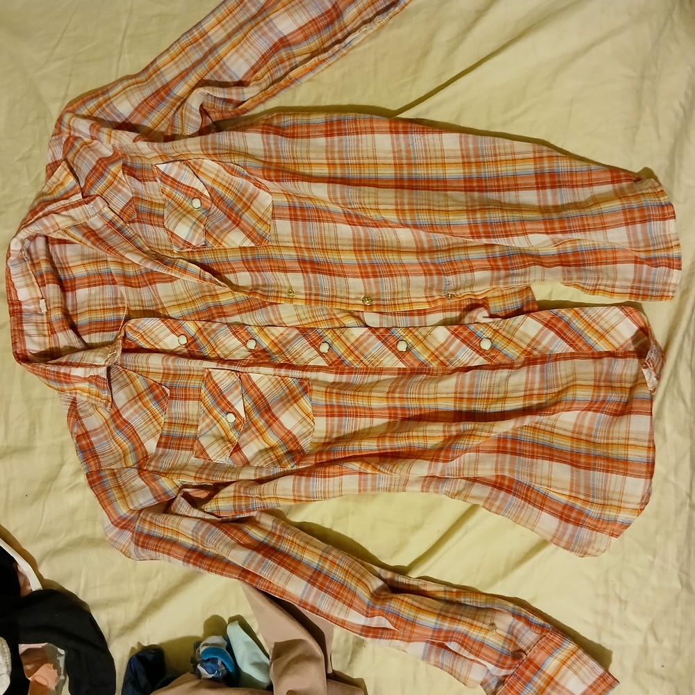 Men's Orange Plaid Shirt
